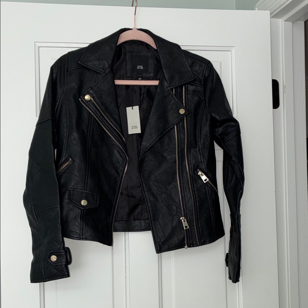 River Island Black Leather Biker Jacket